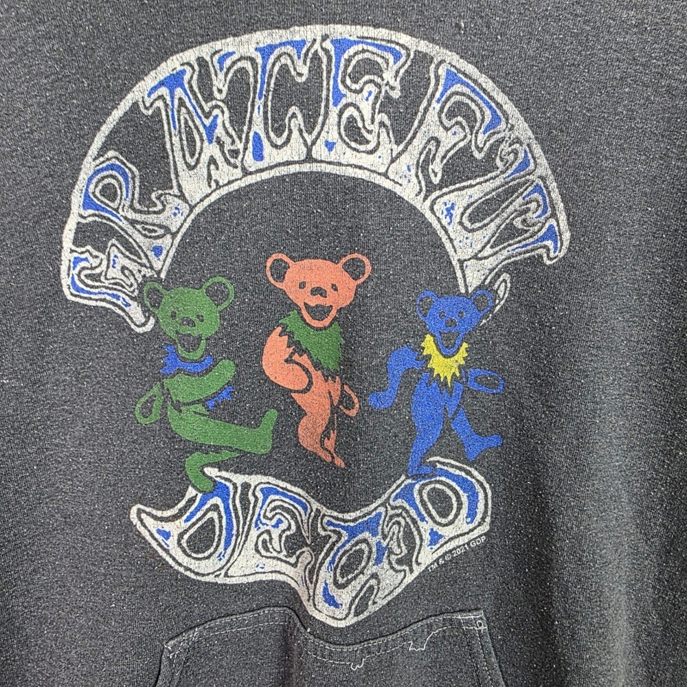 Junk Food Grateful Dead Dancing Bears Hoodie Gray Cotton Sweatshirt Small
